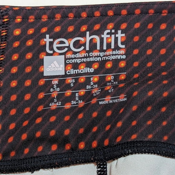 Adidas Tech Fit Medium Compression Climalite Workout Pants Small Woman's Orange - Picture 4 of 9